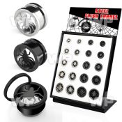 4amie0y7 display w black ion plated steel screw fit flesh tunnel ear lobe piercing