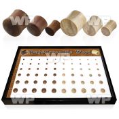4amieek display tray 60 pcs of assorted teak crocodile wood ear lobe piercing