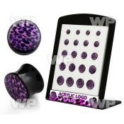 4amieet display w black acrylic double flare saddle plugs purple ear lobe piercing