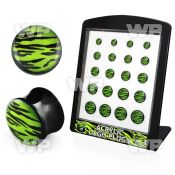 4amiek9 display w acrylic double flare saddle plug green black ear lobe piercing