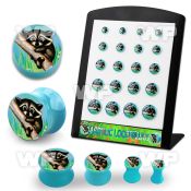 4amiele display w baby blue acrylic double flare logo plug cute ear lobe piercing