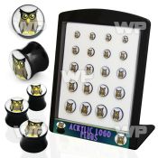 4amiepz display w black acrylic double flare saddle plugs cute ear lobe piercing