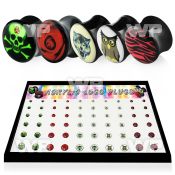 4amiesl display w black acrylic screw fit solid double flared ear lobe piercing