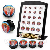 4amieyk display w black acrylic double flare saddle plug king cob ear lobe piercing