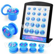 4amieyt display w light blue acrylic screw fit logo plug cute dan ear lobe piercing