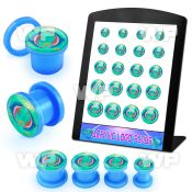 4amieyt display w light blue acrylic screw fit logo plug cute dan ear lobe piercing