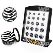 4amiezl display w acrylic screw fit plug black white zebra stri ear lobe piercing