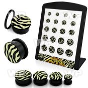 4amiezl display w acrylic screw fit plug black white zebra stri ear lobe piercing