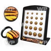 4amiezz display w acrylic screw fit plug tiger fur logo size 6mm ear lobe piercing