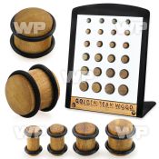 4amike9 teak wood double flared plugs rubber o rings 24pcs