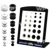 4amisl display w black white acrylic screw fit flesh tunnels ear lobe piercing