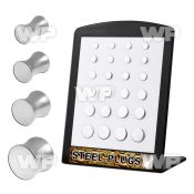 4amitz display w surgical steel plugs size 3mm to 10mm 8g to ear lobe piercing