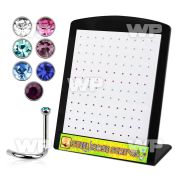 4au36etj board w 316l steel nose screw spirals 1mm 2mm round crys nose piercing