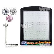 4au36gj display w silver 925 l shaped nose studs 2mm round prong nose piercing
