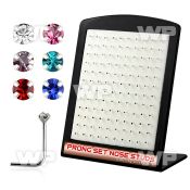 4au3mj board w silver 925 l shaped nose studs 1 5mm round prong nose piercing