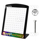 4au43kp6 board w 316l steel nose bone 0 8mm 2mm round clear cryst nose piercing