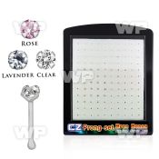 4au46gj display w silver 925 nose bone 2mm prong set round cz nose piercing