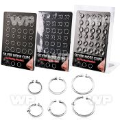 4au6je display 30 pcs of silver 925 fake nose clips no piercin belly piercing