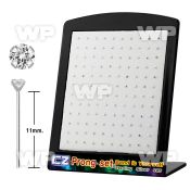 4aun6g6 display w silver 925 un bent nose stud 2mm clear prong belly piercing