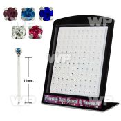 4aunmj display of 120 pcs of silver 925 un bent nose stud 1 5mm belly piercing