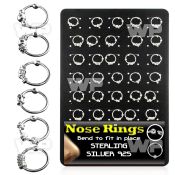 4auxjz board w silver 925 nose rings fixed ball balinese wire nose piercing