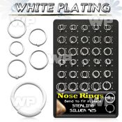 4auxm9 display w white plated silver 925 nose rings 30 pcs ball nose piercing