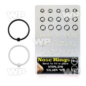 4auxme0 board w black white plated silver 925 nose ring s ball nose piercing