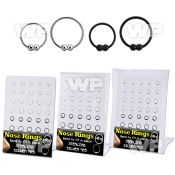 4auxmee board w silver 925 nose rings double 2mm ball closure hal nose piercing