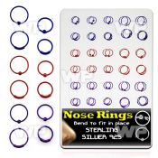 4auxmep board w color plated silver 925 nose ring s out ball nose piercing