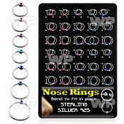 4auxml display w silver 925 nose rings color plated ball an nose piercing