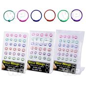 4auxmt display w silver 925 nose ring s out ball 0 6mm plate nose piercing