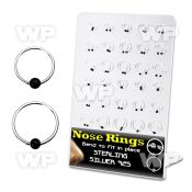 4auxmz board w silver 925 nose rings black color plated 2mm ball nose piercing
