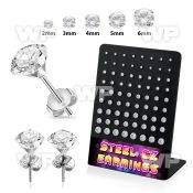 4aw3gaz steel ear studs claw set 2mm to 6mm cz 36