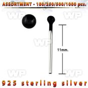 4b200l silver 925 un bent nose stud 1 5mm black plated ball shap belly piercing