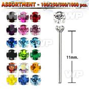 4b2090 silver 925 un bent nose stud 1 4mm round prong set crysta belly piercing