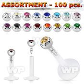 4b209 bio flex labrets 1 2mm 3mm press fit jewel ball tops eyebrow piercing