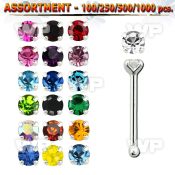 4b209z silver 925 nose bone 1 4mm round prong set crystal nose piercing