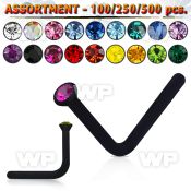 4b20kz black acrylic l shaped nose studs 0 8mm 1mm round crysta nose piercing