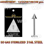 4b20le surgical steel labret studs 1 2mm 3mm cone length 1 4 lower lip piercing