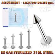 4b20le surgical steel labret studs 1 2mm 3mm cone length 1 4 lower lip piercing