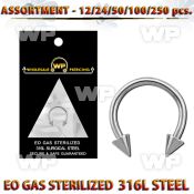 4b20ls surgical steel cbr horseshoes 1 2mm 3mm cones 1 4 to belly piercing