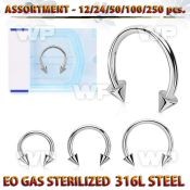 4b20ls surgical steel cbr horseshoes 1 2mm 3mm cones 1 4 to belly piercing