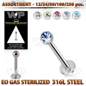 4b20ts of 316l steel labret studs 1 2mm 3mm press fit jewel bal lower lip piercing