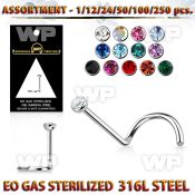 4b20tz surgical steel nose screw spirals 0 8mm press fit crysta nose piercing