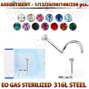 4b20tz surgical steel nose screw spirals 0 8mm press fit crysta nose piercing