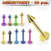 4b20yl of ion plated surgical labret studs 1 2mm 3mm cones lower lip piercing