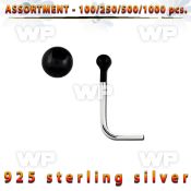 4b20yp silver 925 l shaped nose stud 1 5mm black plated ball sha nose piercing