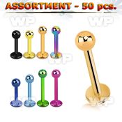 4b20yy of ion plated surgical labret studs 1 2mm 3mm ball lower lip piercing