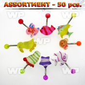 4b29e of steel belly bananas cute figures on the lower end belly piercing