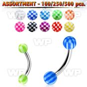 4b2e0p surgical steel micro bananas 1 2mm 3mm acrylic checker eyebrow piercing